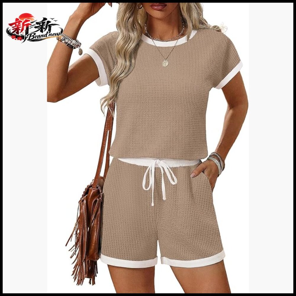 Polyester Waffle Romper with Drawstring Waist, Ca… - image 1